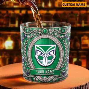 Auspiritmerch New Zealand Warriors Whiskey Glass Custom Name Gift For Fans
