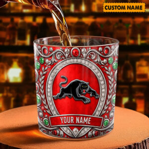Auspiritmerch Penrith Panthers Whiskey Glass Custom Name Gift For Fans