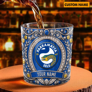 Auspiritmerch Parramatta Eels Whiskey Glass Custom Name Gift For Fans