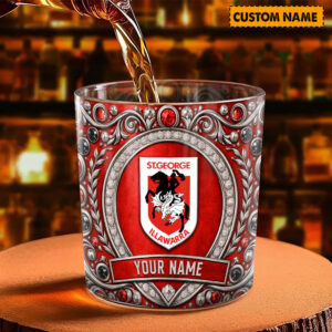 Auspiritmerch St. George Illawarra Dragons Whiskey Glass Custom Name Gift For Fans