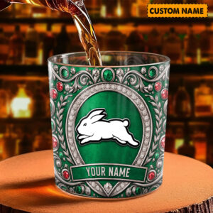 Auspiritmerch South Sydney Rabbitohs Whiskey Glass Custom Name Gift For Fans