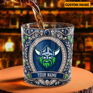 Auspiritmerch Canberra Raiders Whiskey Glass Custom Name Gift For Fans