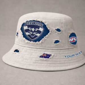 Auspiritmerch Geelong Cats Bucket Hat Custom Name Vintage Daily Casual Fashion
