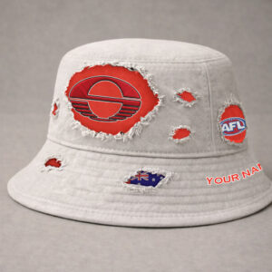 Auspiritmerch Gold Coast Suns Bucket Hat Custom Name Vintage Daily Casual Fashion