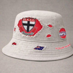 Auspiritmerch St Kilda Saints Bucket Hat Custom Name Vintage Daily Casual Fashion