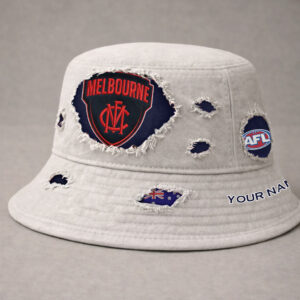Auspiritmerch Melbourne Demons Bucket Hat Custom Name Vintage Daily Casual Fashion