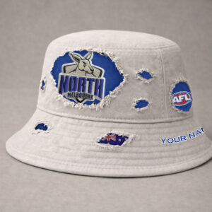 Auspiritmerch North Melbourne Bucket Hat Custom Name Vintage Daily Casual Fashion