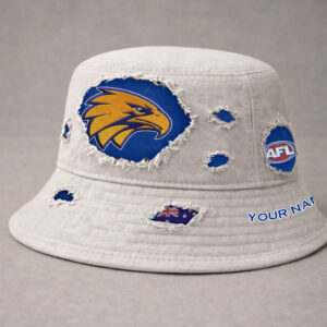 Auspiritmerch West Coast Eagles Bucket Hat Custom Name Vintage Daily Casual Fashion