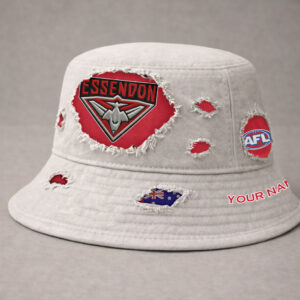 Auspiritmerch Essendon Bucket Hat Custom Name Vintage Daily Casual Fashion