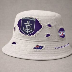 Auspiritmerch Fremantle Dockers Bucket Hat Custom Name Vintage Daily Casual Fashion