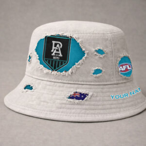 Auspiritmerch Port Adelaide Bucket Hat Custom Name Vintage Daily Casual Fashion