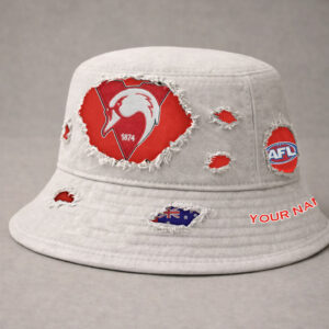 Auspiritmerch Sydney Swans Bucket Hat Custom Name Vintage Daily Casual Fashion