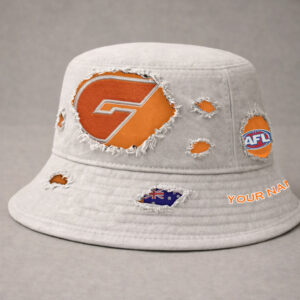 Auspiritmerch GWS Giants Bucket Hat Custom Name Vintage Daily Casual Fashion