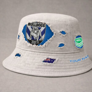 Auspiritmerch Canterbury-Bankstown Bulldogs Bucket Hat Custom Name Vintage Daily Casual Fashion