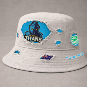 Auspiritmerch Gold Coast Titans Bucket Hat Custom Name Vintage Daily Casual Fashion