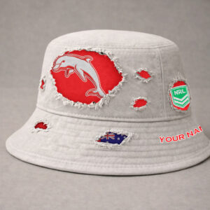 Auspiritmerch Redcliffe Dolphins Bucket Hat Custom Name Vintage Daily Casual Fashion