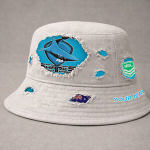 Auspiritmerch Cronulla-Sutherland Sharks Bucket Hat Custom Name Vintage Daily Casual Fashion