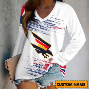 Auspiritmerch Adelaide Crows Women's V-neck Long Shirt Custom Name Gift For Fan