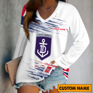 Auspiritmerch Fremantle Dockers Women's V-neck Long Shirt Custom Name Gift For Fan