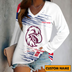 Auspiritmerch Manly Warringah Sea Eagles Women's V-neck Long Shirt Custom Name Gift For Fan