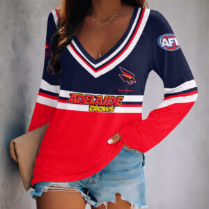 Auspiritmerch Adelaide Crows Women's V-neck Long Shirt Custom Name Gift For Fan