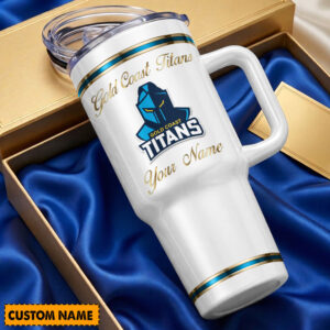 Auspiritmerch Gold Coast Titans Custom Stanley Cup 40 oz 30 oz Tumbler With Handle