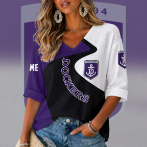 Auspiritmerch Fremantle Dockers Women's V-neck Long Shirt Custom Name Gift For Fan