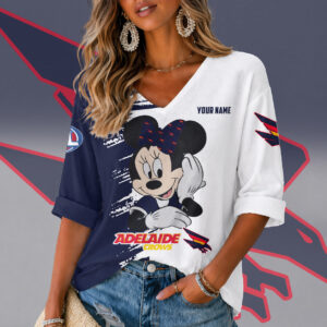 Auspiritmerch Adelaide Crows Women's V-neck Long Shirt Custom Name Gift For Fan