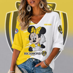 Auspiritmerch Richmond Tigers Women's V-neck Long Shirt Custom Name Gift For Fan