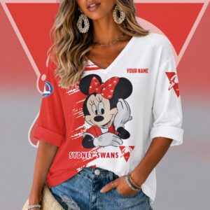 Auspiritmerch Sydney Swans Women's V-neck Long Shirt Custom Name Gift For Fan