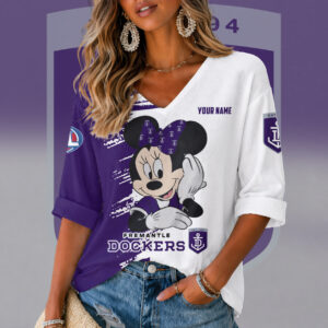 Auspiritmerch Fremantle Dockers Women's V-neck Long Shirt Custom Name Gift For Fan