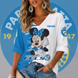 Auspiritmerch Parramatta Eels Women's V-neck Long Shirt Custom Name Gift For Fan