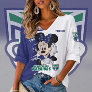 Auspiritmerch New Zealand Warriors Women's V-neck Long Shirt Custom Name Gift For Fan