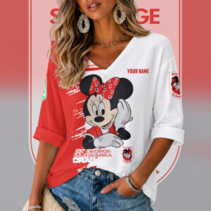 Auspiritmerch St. George Illawarra Dragons Women's V-neck Long Shirt Custom Name Gift For Fan