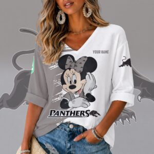 Auspiritmerch Penrith Panthers Women's V-neck Long Shirt Custom Name Gift For Fan