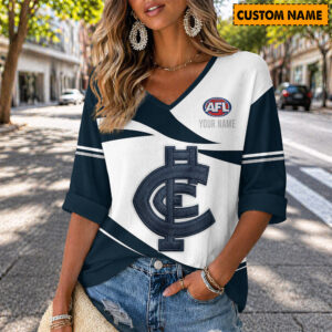 Auspiritmerch Carlton Blues Women's V-neck Long Shirt Custom Name Gift For Fan