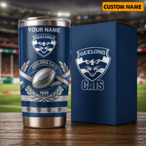 Auspiritmerch Geelong Cats Custom Stanley Quencher 20oz Stainless Steel Tumbler