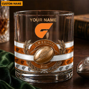 Auspiritmerch GWS Giants Whiskey Glass Custom Name Gift For Fans