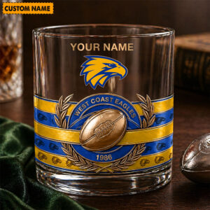 Auspiritmerch West Coast Eagles Whiskey Glass Custom Name Gift For Fans
