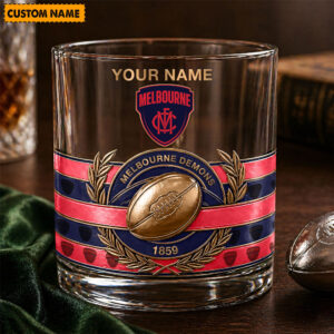 Auspiritmerch Melbourne Demons Whiskey Glass Custom Name Gift For Fans