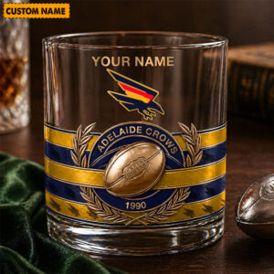 Auspiritmerch Adelaide Crows Whiskey Glass Custom Name Gift For Fans