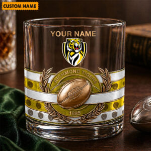 Auspiritmerch Richmond Tigers Whiskey Glass Custom Name Gift For Fans