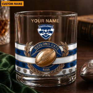 Auspiritmerch Geelong Cats Whiskey Glass Custom Name Gift For Fans