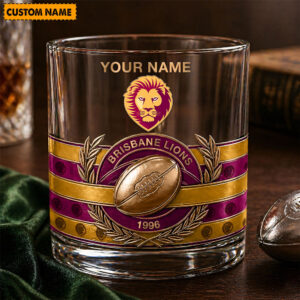 Auspiritmerch Brisbane Lions Whiskey Glass Custom Name Gift For Fans