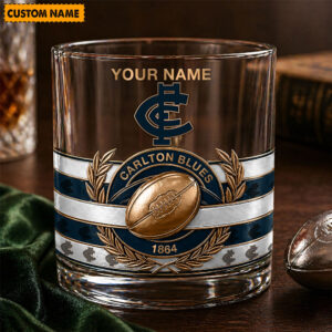 Auspiritmerch Carlton Blues Whiskey Glass Custom Name Gift For Fans