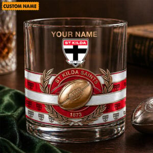 Auspiritmerch St Kilda Saints Whiskey Glass Custom Name Gift For Fans