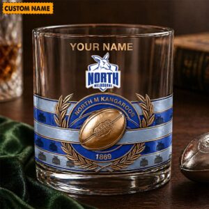 Auspiritmerch North Melbourne Whiskey Glass Custom Name Gift For Fans