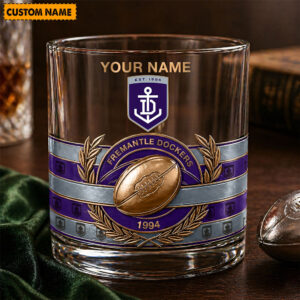 Auspiritmerch Fremantle Dockers Whiskey Glass Custom Name Gift For Fans