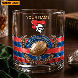 Auspiritmerch Newcastle Knights Whiskey Glass Custom Name Gift For Fans