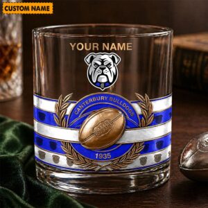 Auspiritmerch Canterbury-Bankstown Bulldogs Whiskey Glass Custom Name Gift For Fans